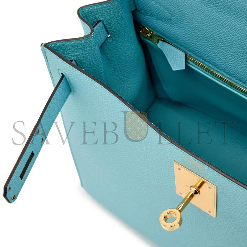 HERMÈS EPSOM KELLY SELLIER 28 BLUE ZEPHYR GOLD HARDWARE (28*22*10cm) 